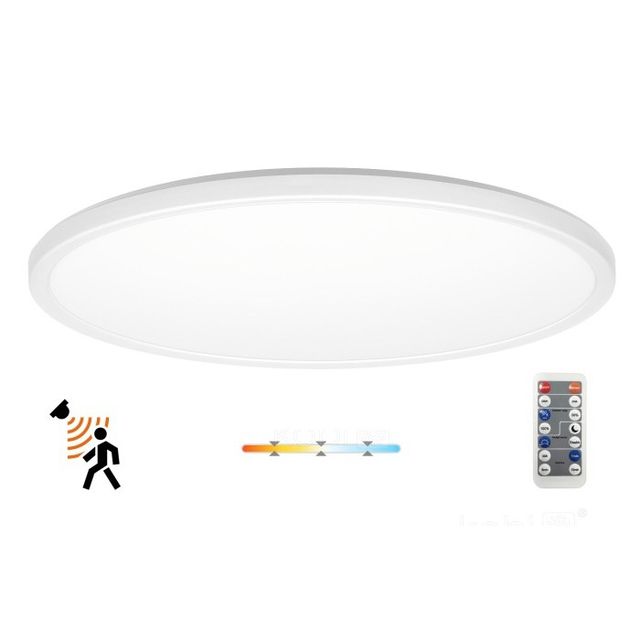 Biały cienki plafon hermetyczny LED z czujnikiem ruchu NIVERA 32W 42cm 3200lm CCT okrągły