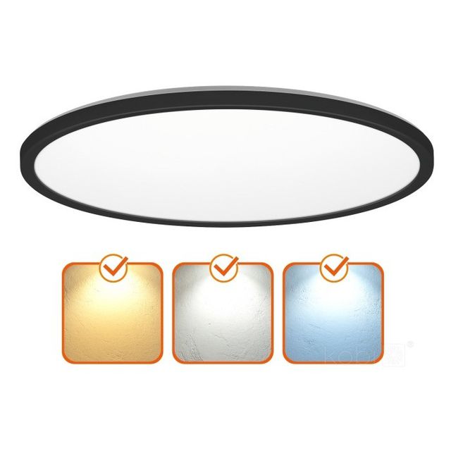 Czarny cienki plafon hermetyczny LED okrągły NIVERA 24W 30cm 2280lm CCT