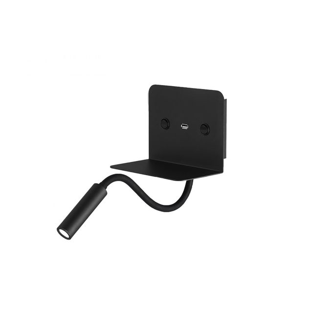 Kinkiet półka + USB VERA LED 6W+3W 3000K - czarny