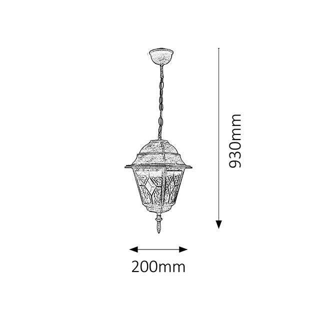 Lampa ogrodowa MONACO Wisząca E27 IP43 - złoty patyna