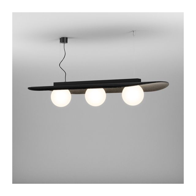 Lampa wisząca AQfelt OVALL BALL 3 LED 18,5W 3000K - czarny struktura + popielaty panel