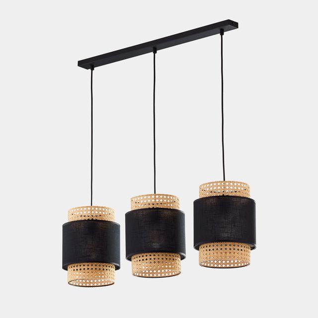 Lampa wisząca BOHO 3xE27 - czarny/ratan