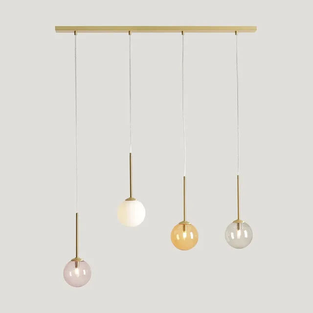Lampa wisząca BOSSO 4xG9 - mosiądz/wielokolorowy