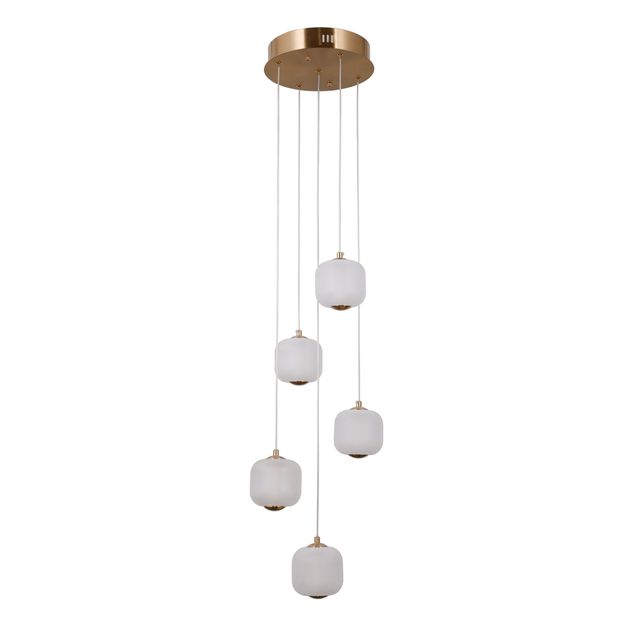 Lampa wisząca GANTI 5 LED 12W 3000K - złoty/biały opal
