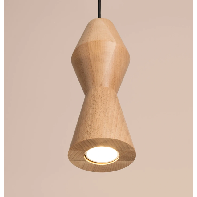 Lampa wisząca KUBBE mała R GU10 - drewniany/czarny