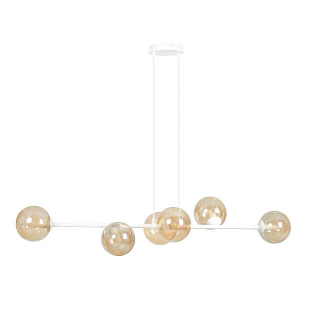 Lampa wisząca ROSSI 6 BL 6xE14 - biały/miodowy
