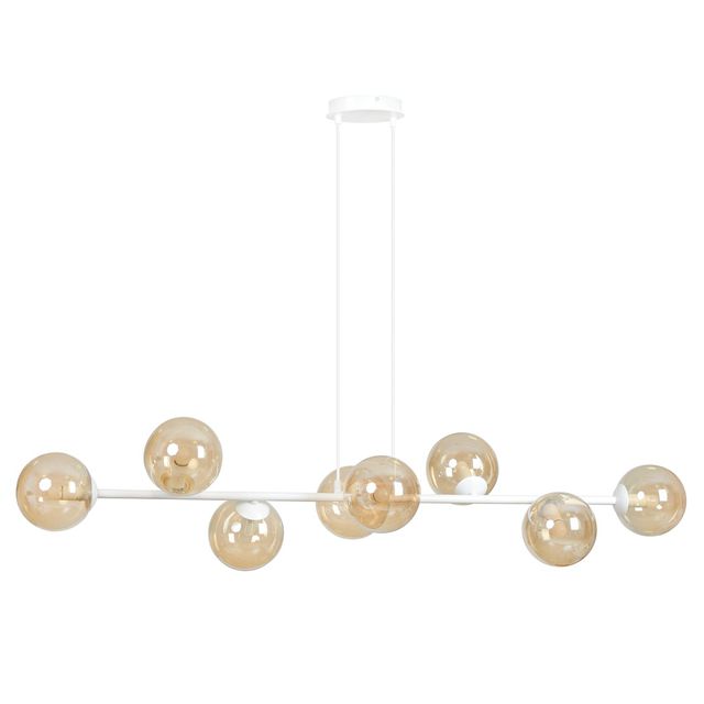 Lampa wisząca ROSSI 8 BL 8xE14 - biały/miodowy