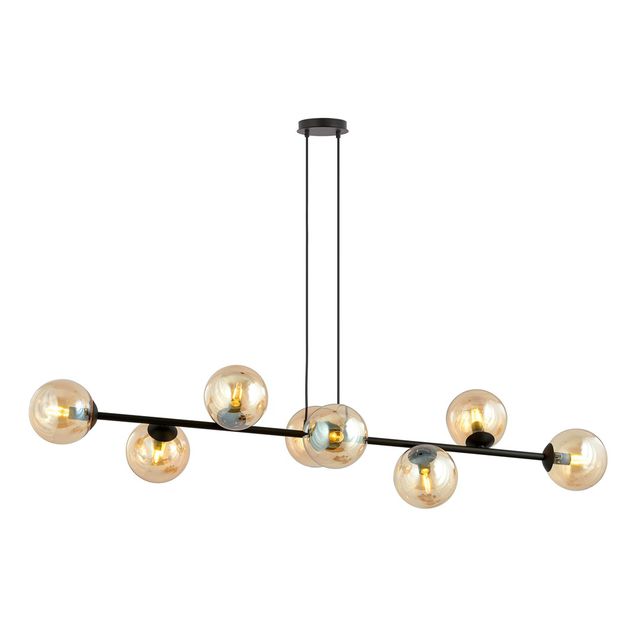 Lampa wisząca ROSSI 8 BL 8xE14 - czarny/miodowy