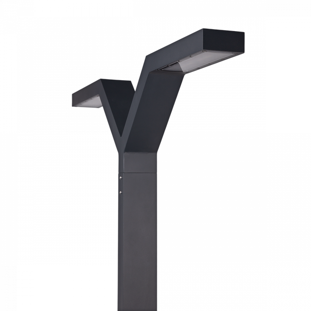 Nowoczesna lampa parkowa podwójna ze słupem 263cm TRYSIL 25W 4K DIM alu