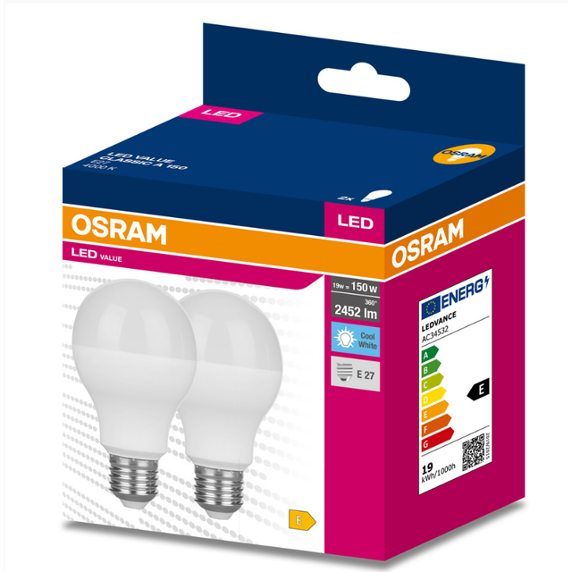 Żarówka LED VALUE CLASSIC A 150 19W 4000K E27 - dwupak