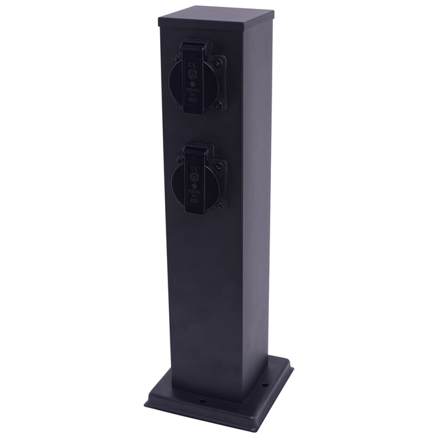 Słupek ogrodowy ELECTRIC 2 x gniazdo 40cm IP44 - czarny
