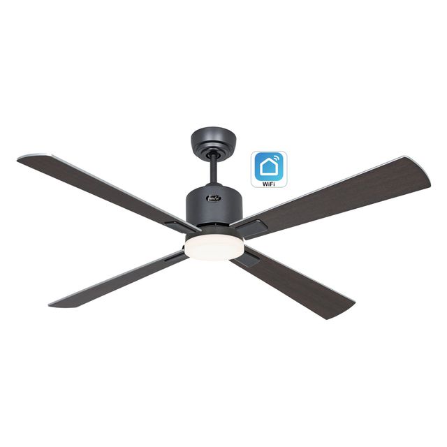 Wentylator z oświetleniem Eco Neo III 132 cm, silnik DC, pilot, sterowanie Wi-Fi - bazaltowy