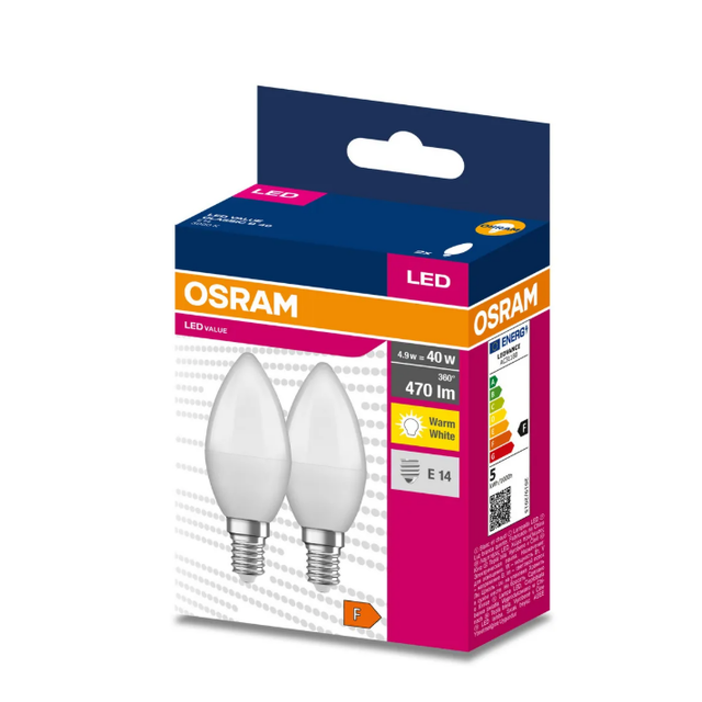 Żarówka LED VALUE CLASSIC B 40  4.9W/3000K E14 - dwupak